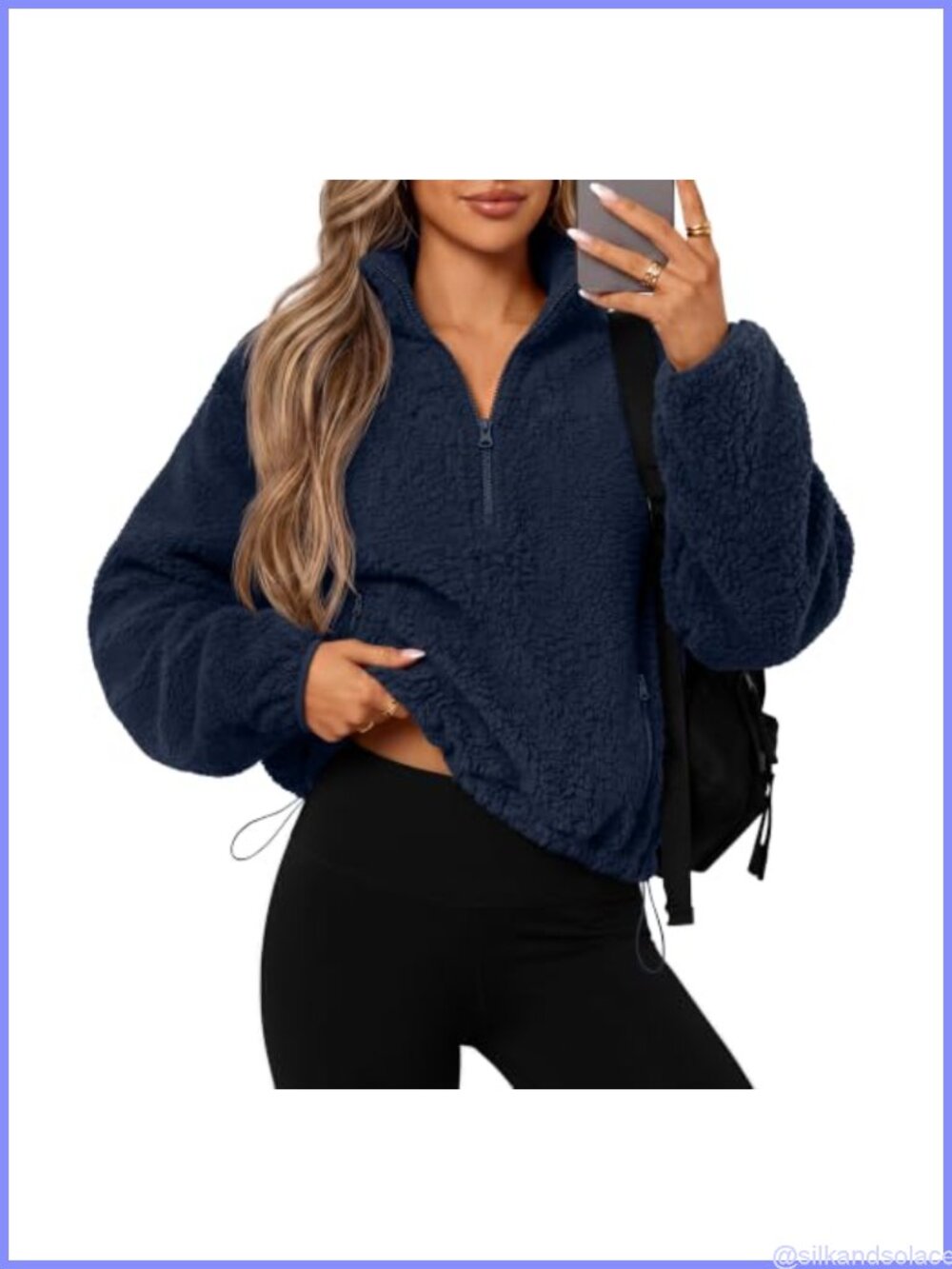 Fleece Quarter Zip Pullover Sherpa Sweatshirt Cropped Women